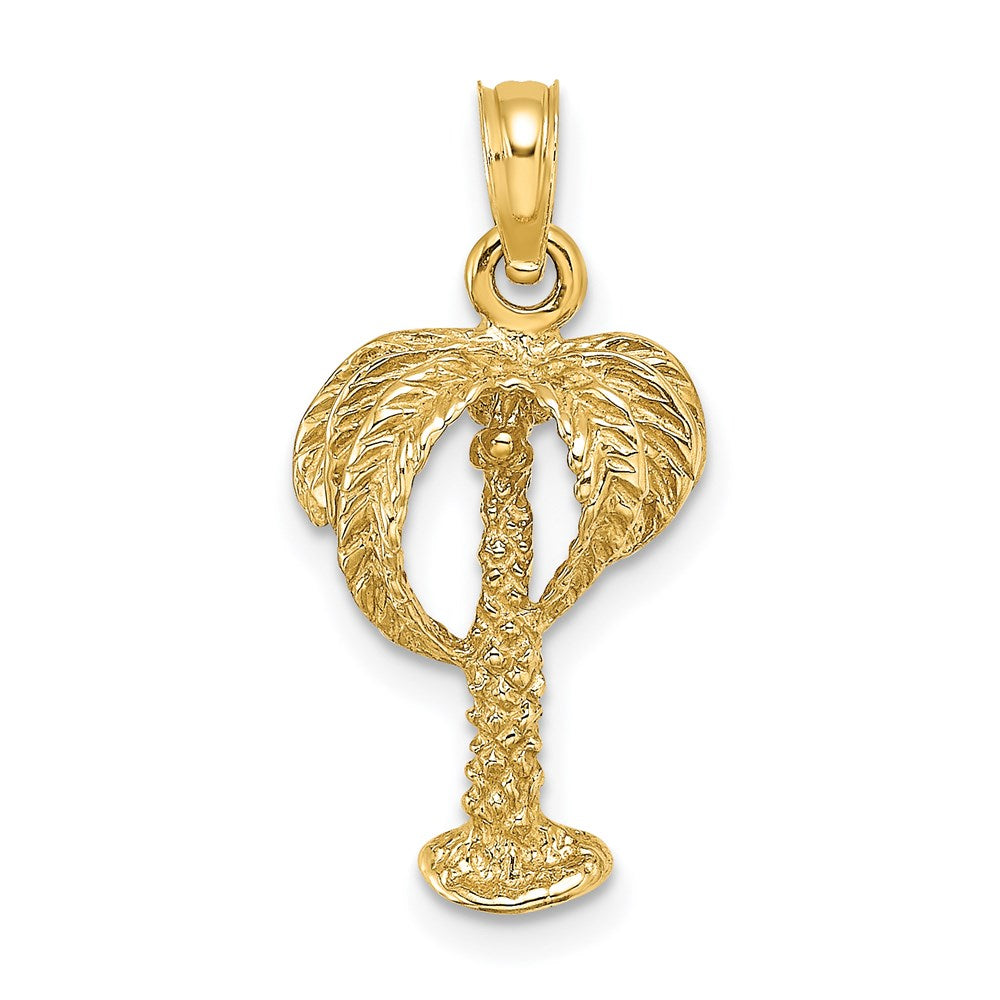 14k Yellow Gold 11.9 mm 2-D Palm Tree w/ Coconuts Charm (1.72 grams)
