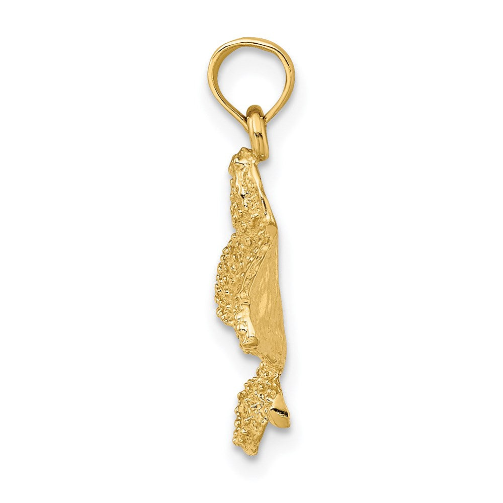 14k Yellow Gold 18 mm Textured Spotted Eagle Ray Charm (1.45 grams)