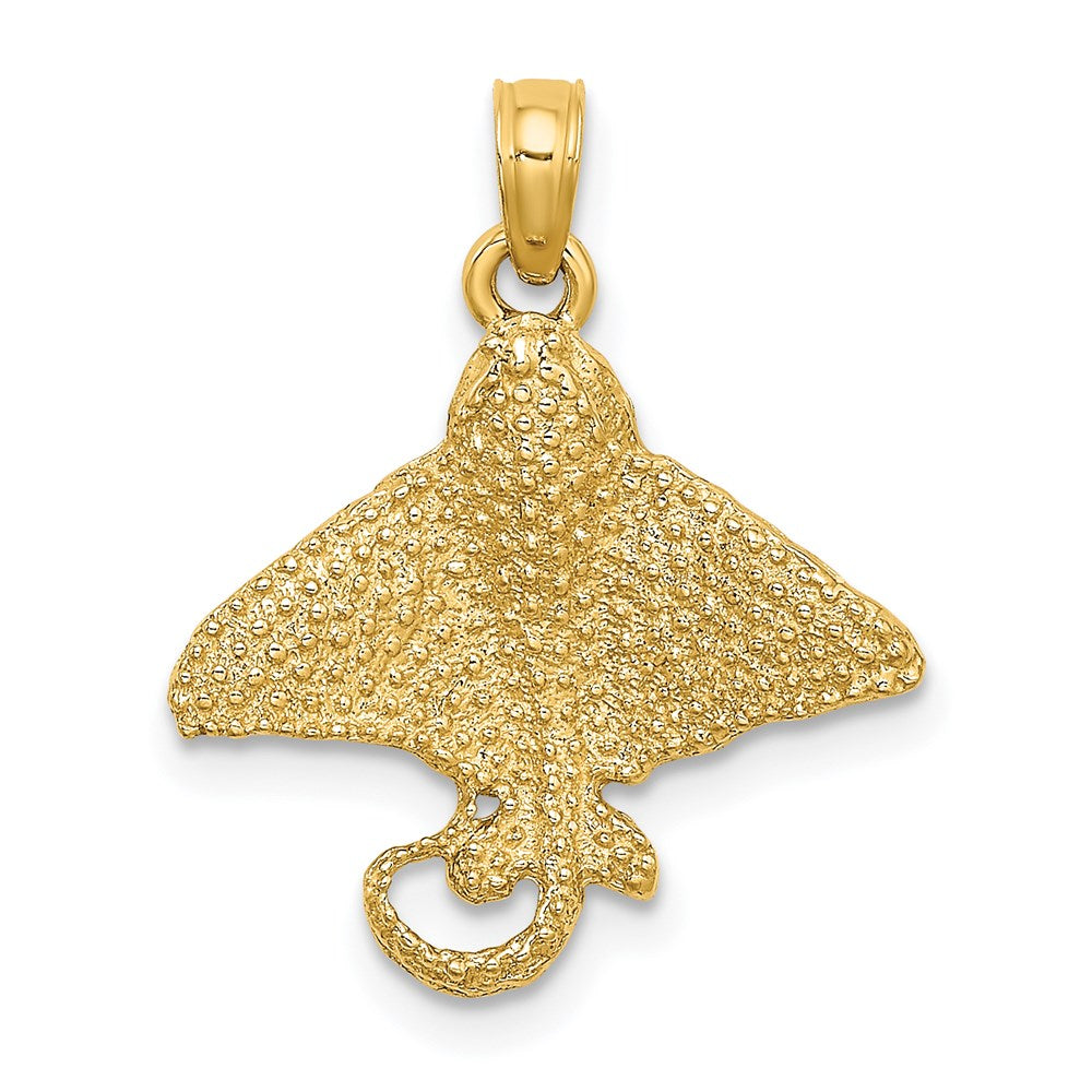 14k Yellow Gold 18 mm Textured Spotted Eagle Ray Charm (1.45 grams)