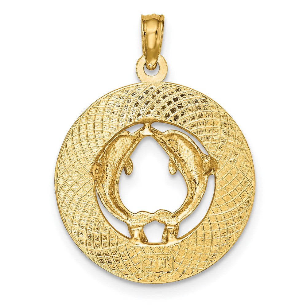 14k Yellow Gold 19.1 mm OCEAN CITY w/ Dolphins Charm (1.96 grams)