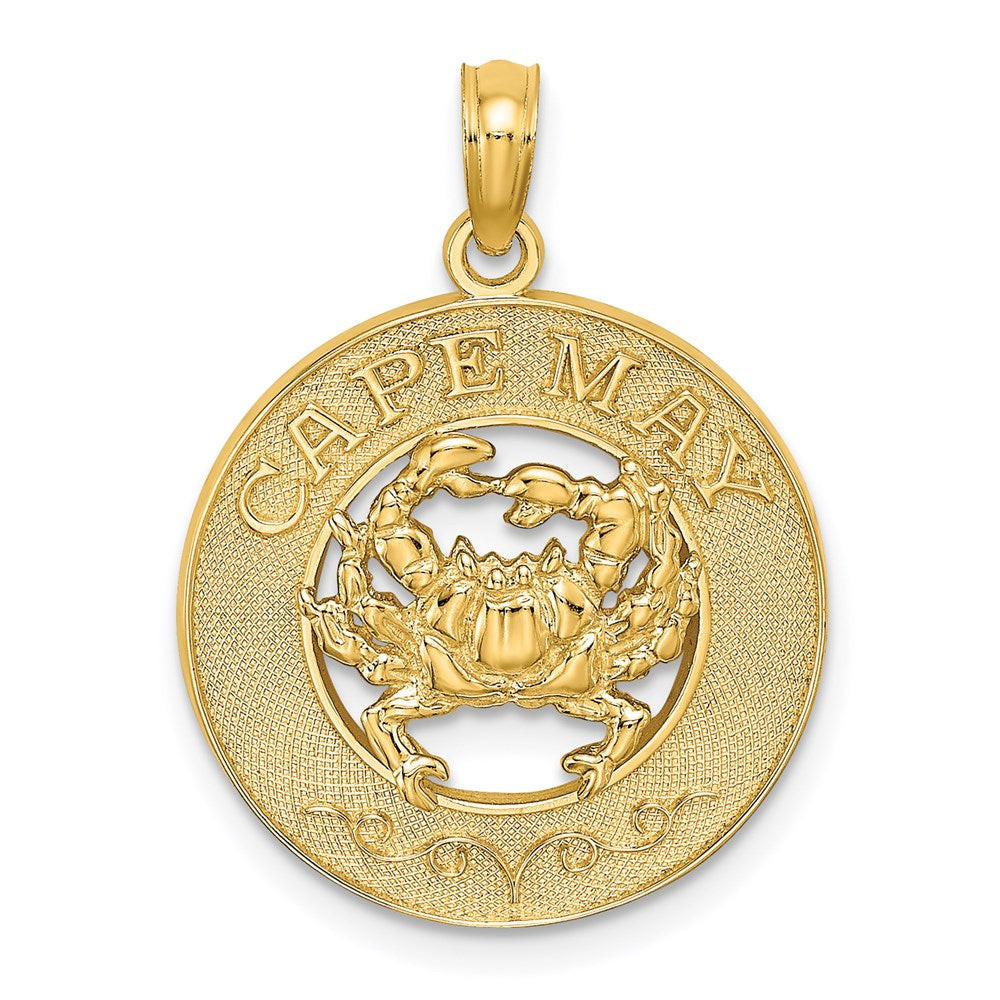 14k Yellow Gold 19 mm CAPE MAY w/ Crab Charm (2.19 grams)