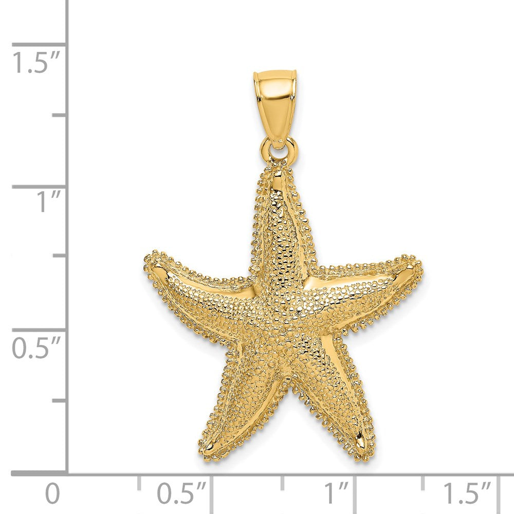 14k Yellow Gold 26.1 mm Texutred Starfish Charm (4.52 grams)
