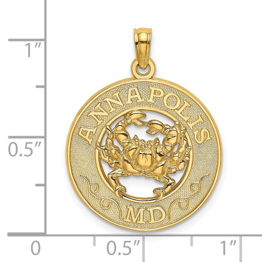 14k Yellow Gold 19.1 mm ANNAPOLIS MD Crab Charm (2.19 grams)