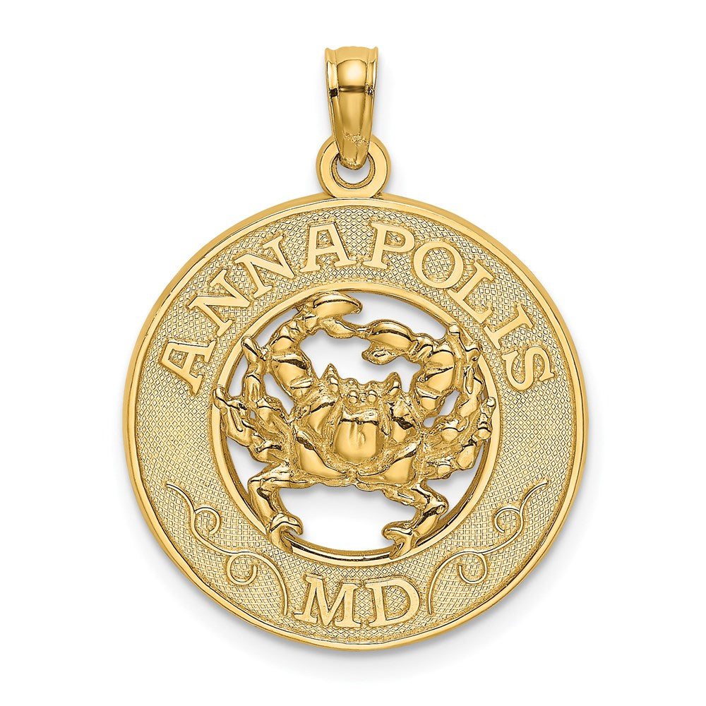 14k Yellow Gold 19.1 mm ANNAPOLIS MD Crab Charm (2.19 grams)