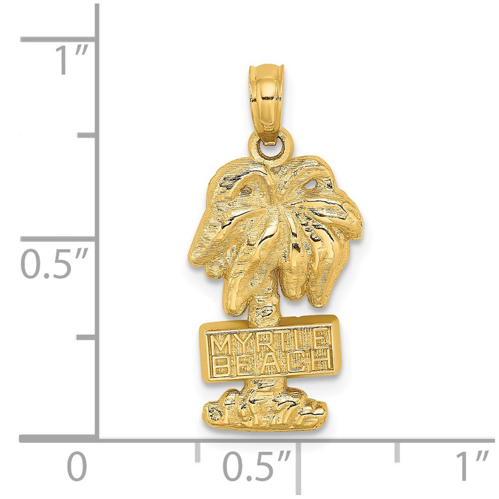 14k Yellow Gold 11.3 mm MYRTLE BEACH Palm Tree Charm (2.07 grams)
