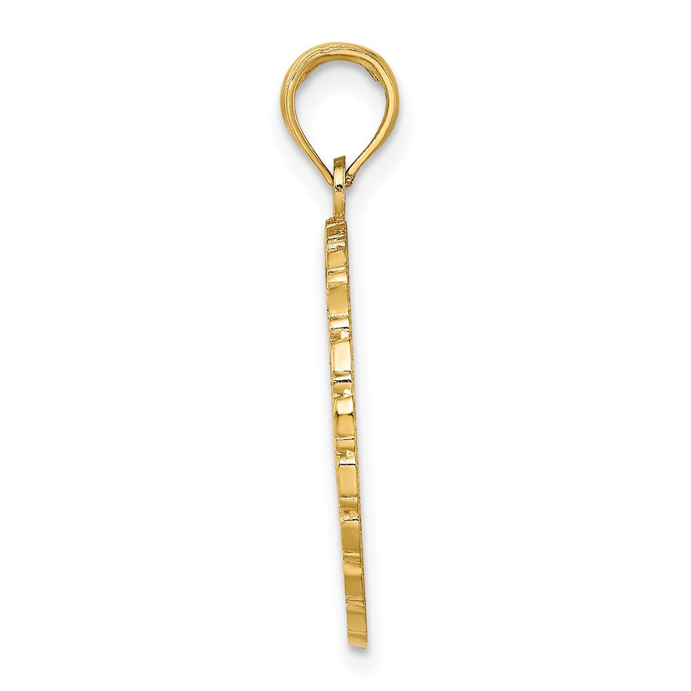 14k Yellow Gold 18.97 mm JAMAICA and Palm Tree Disk Charm (2.38 grams)