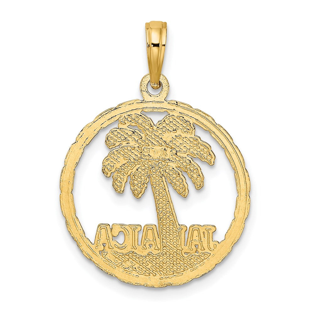 14k Yellow Gold 19.5 mm JAMAICA Palm Tree Circle Charm (1.78 grams)