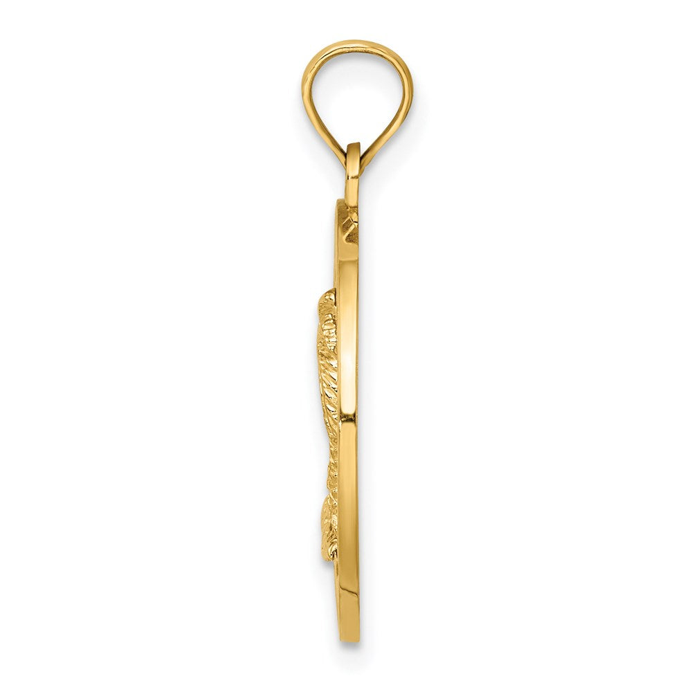 14k Yellow Gold 19.1 mm FLORIDA w/Palm Tree Circle Charm (1.89 grams)