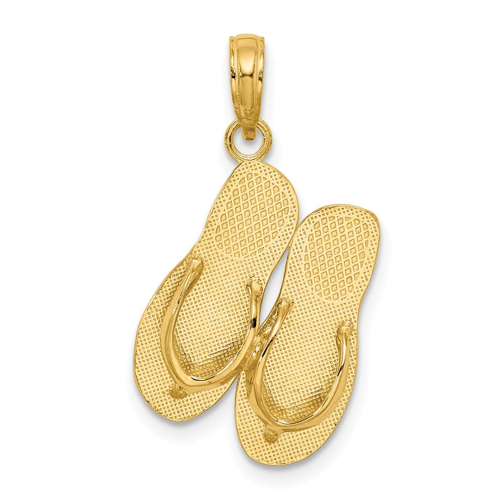14k Yellow Gold 13.85 mm TURKS AND CAICOS Double Flip-Flop Charm (1.85 grams)