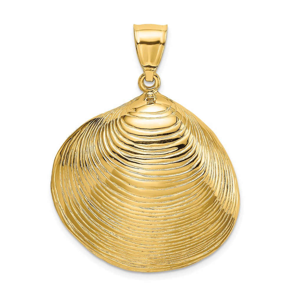 14k Yellow Gold 29.7 mm Textured Clam Shell Charm (10.77 grams)