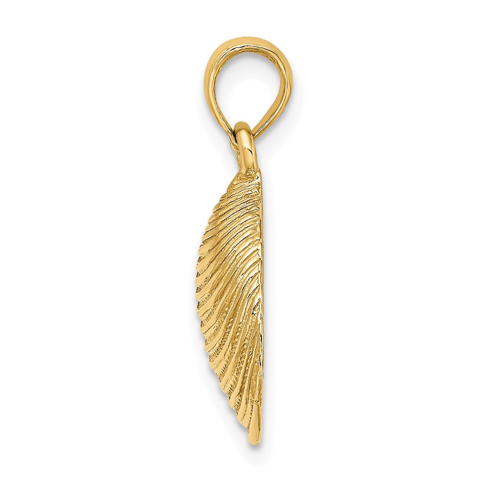 14k Yellow Gold 15.9 mm Textured Clam Shell Charm (2.44 grams)
