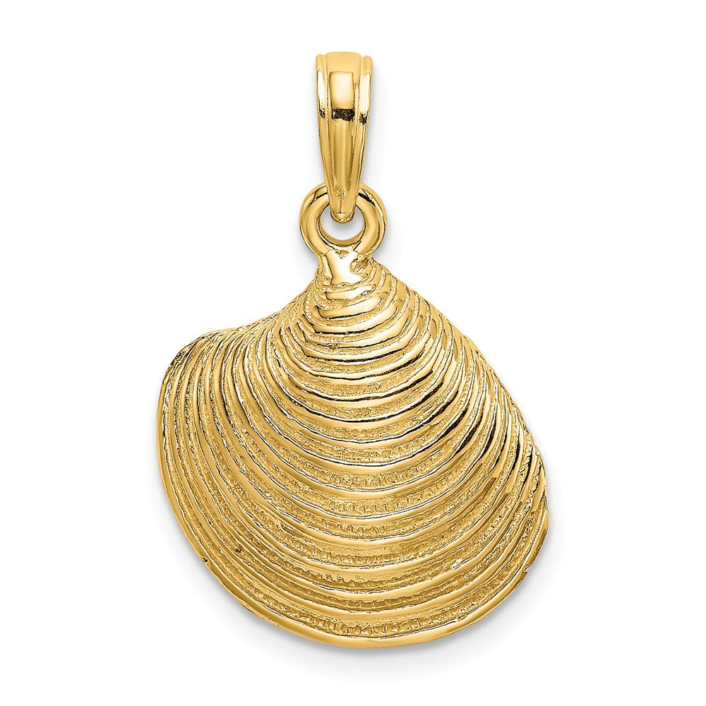 14k Yellow Gold 15.9 mm Textured Clam Shell Charm (2.44 grams)