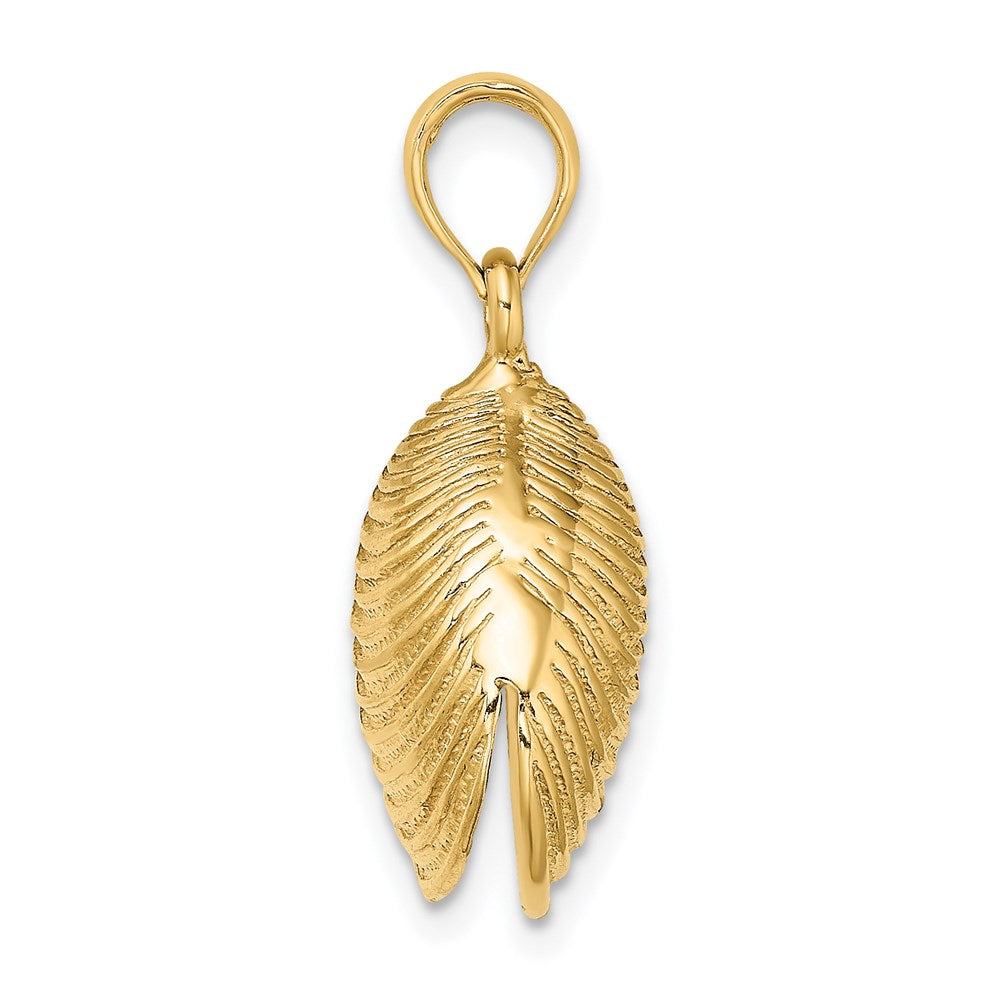 14k Yellow Gold 16.4 mm 3-D Textured Clam Shell Charm (5.02 grams)
