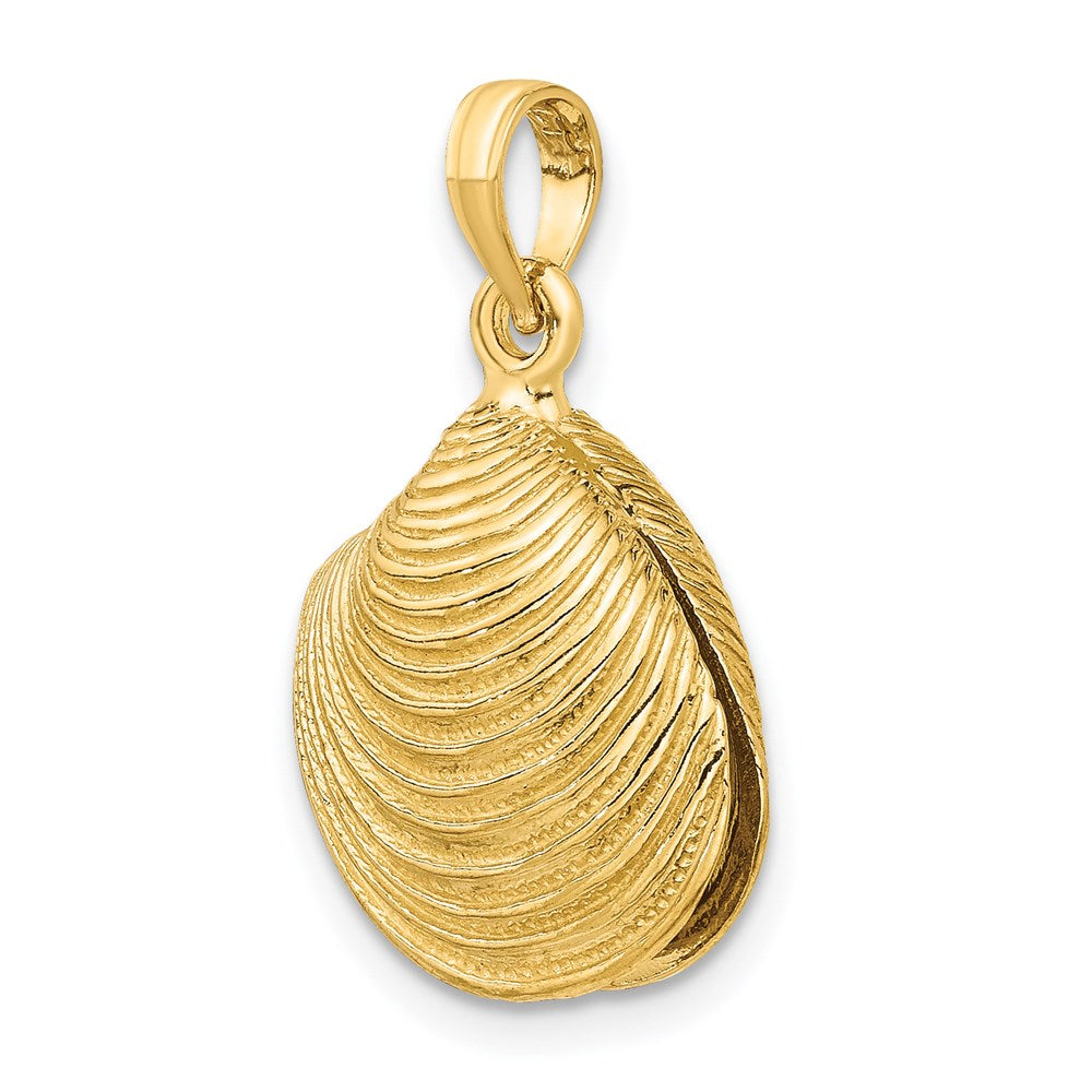 14k Yellow Gold 16.4 mm 3-D Textured Clam Shell Charm (5.02 grams)