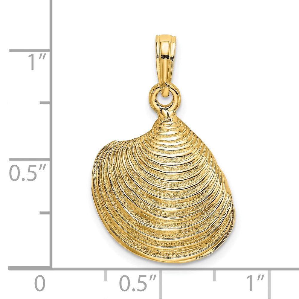 14k Yellow Gold 16.4 mm 3-D Textured Clam Shell Charm (5.02 grams)
