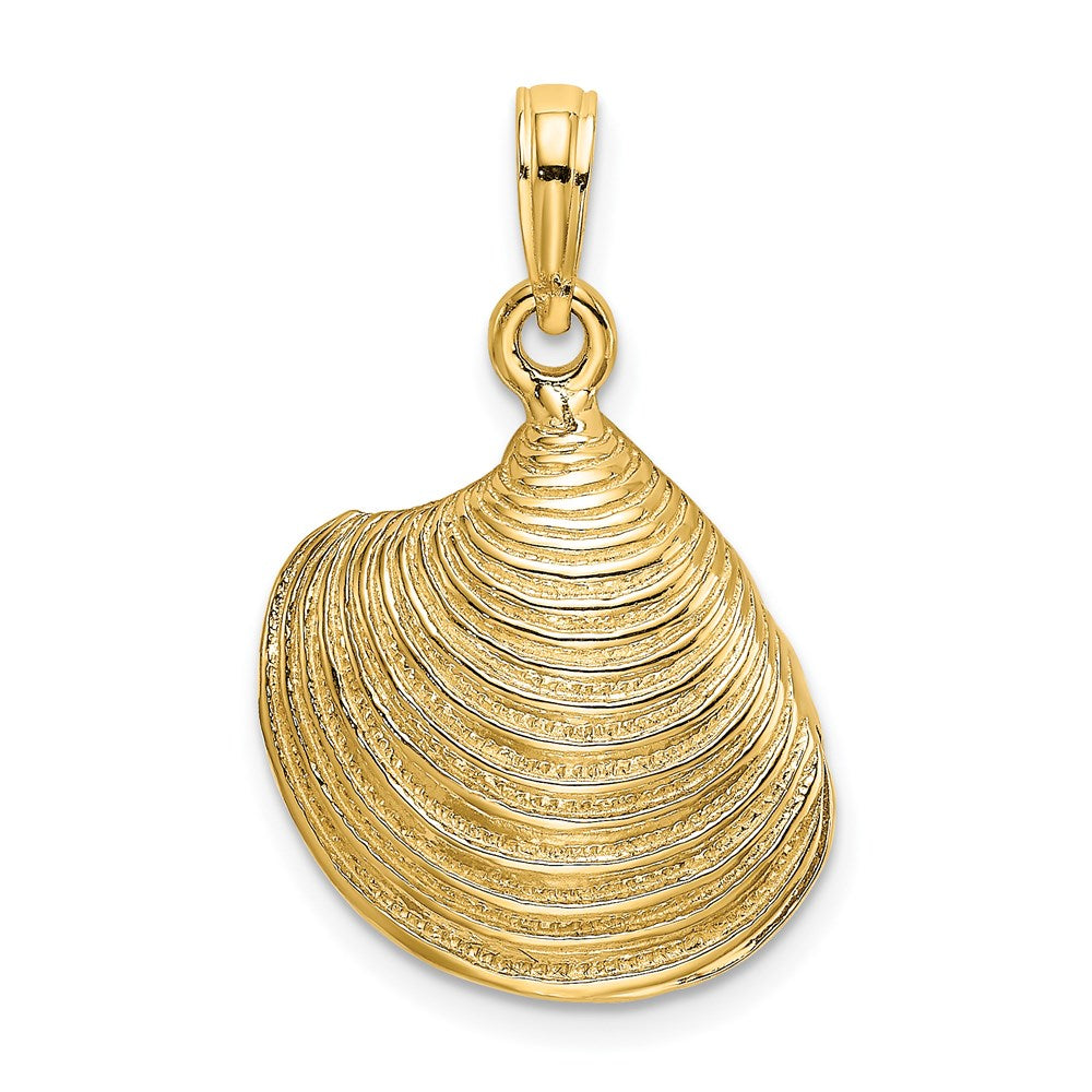 14k Yellow Gold 16.4 mm 3-D Textured Clam Shell Charm (5.02 grams)