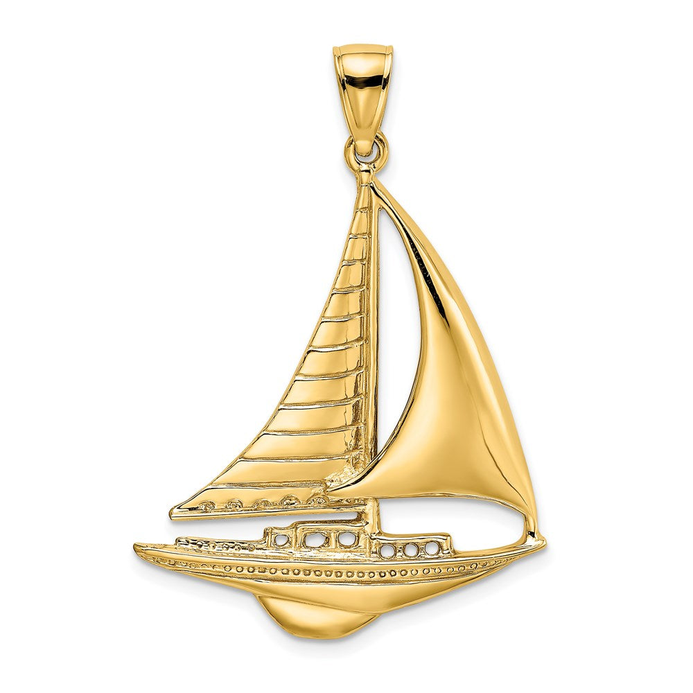 14k Yellow Gold 27.9 mm Polished Sailboat Charm (3.97 grams)