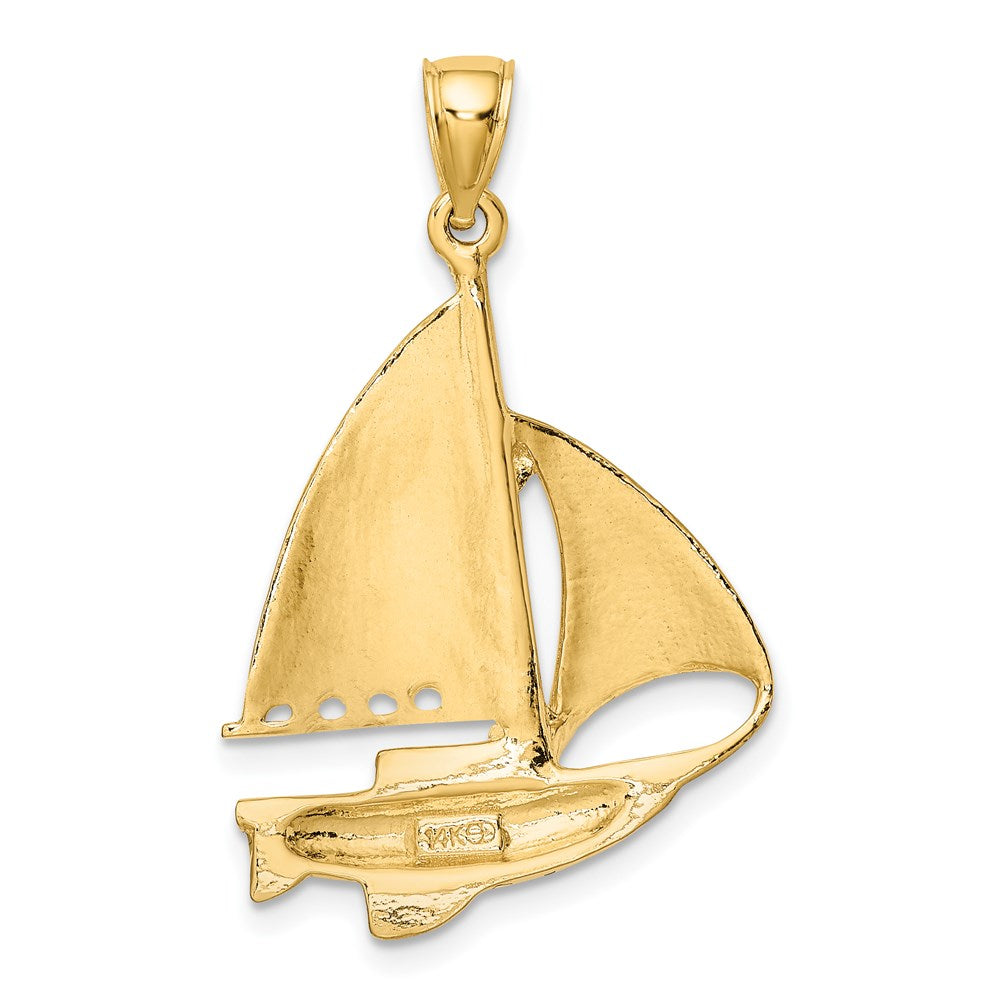 14k Yellow Gold 22.2 mm Polished Sailboat Charm (3.97 grams)
