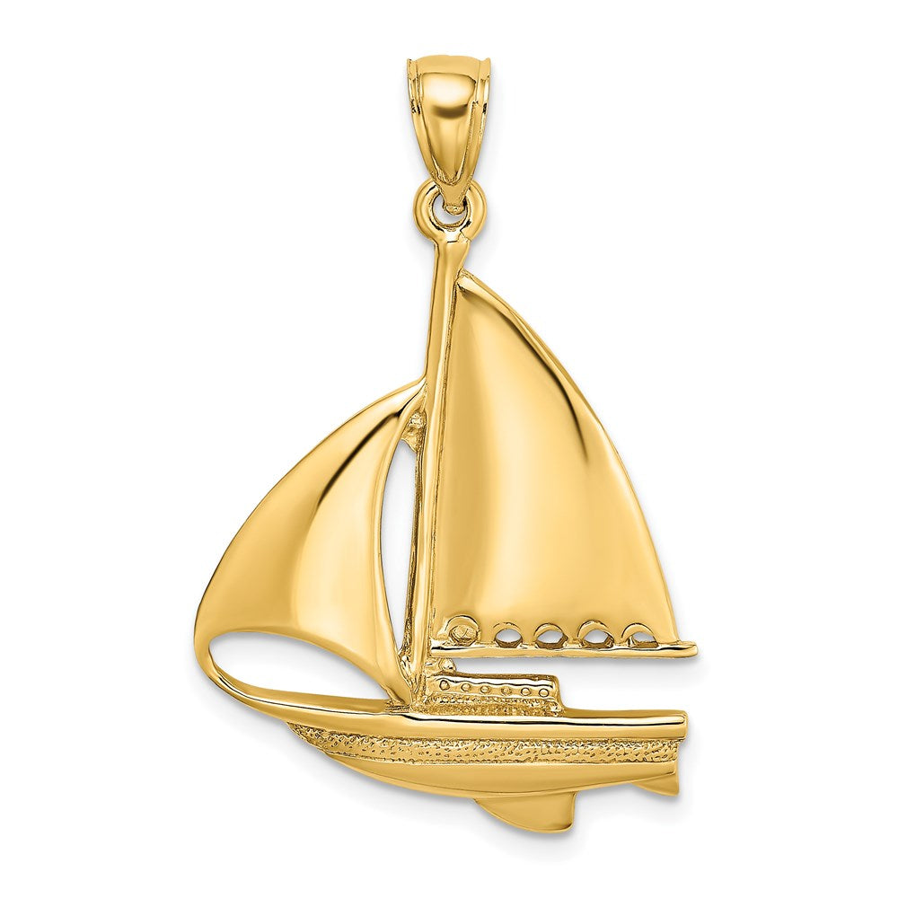 14k Yellow Gold 22.2 mm Polished Sailboat Charm (3.97 grams)