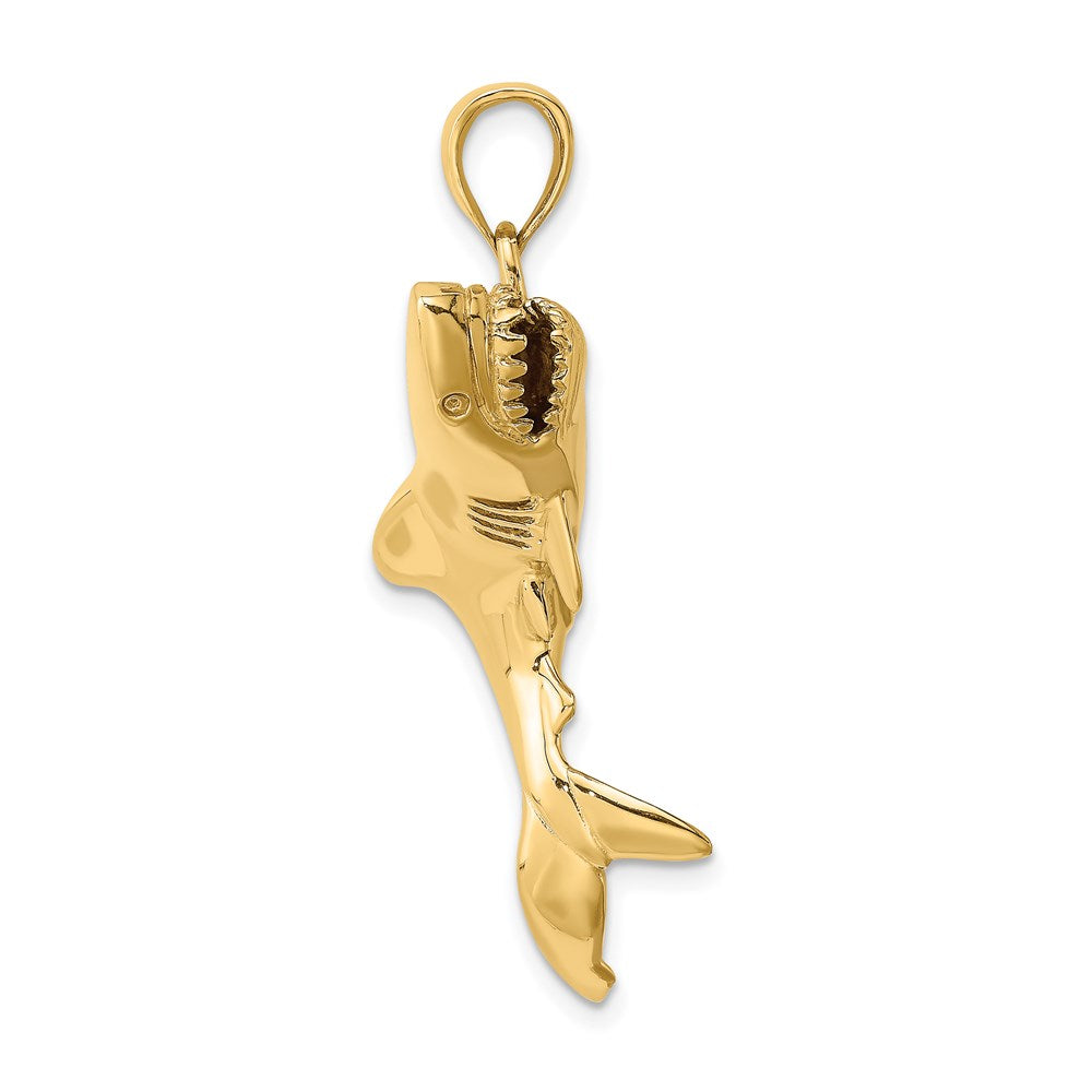 14k Yellow Gold 32.65 mm 3-D Polished Shark Charm (6.95 grams)