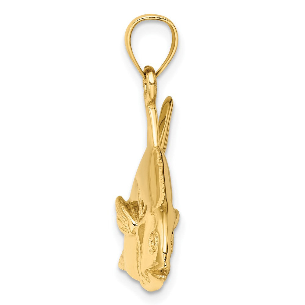 14k Yellow Gold 32.7 mm 3-D Polished Pompano Fish Charm (7.64 grams)