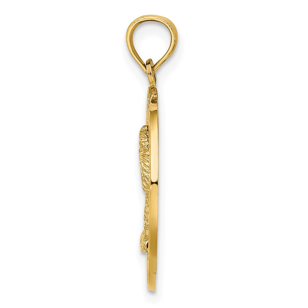 14k Yellow Gold 19.6 mm PAWLEYS ISLAND Palm Tree Charm (1.96 grams)