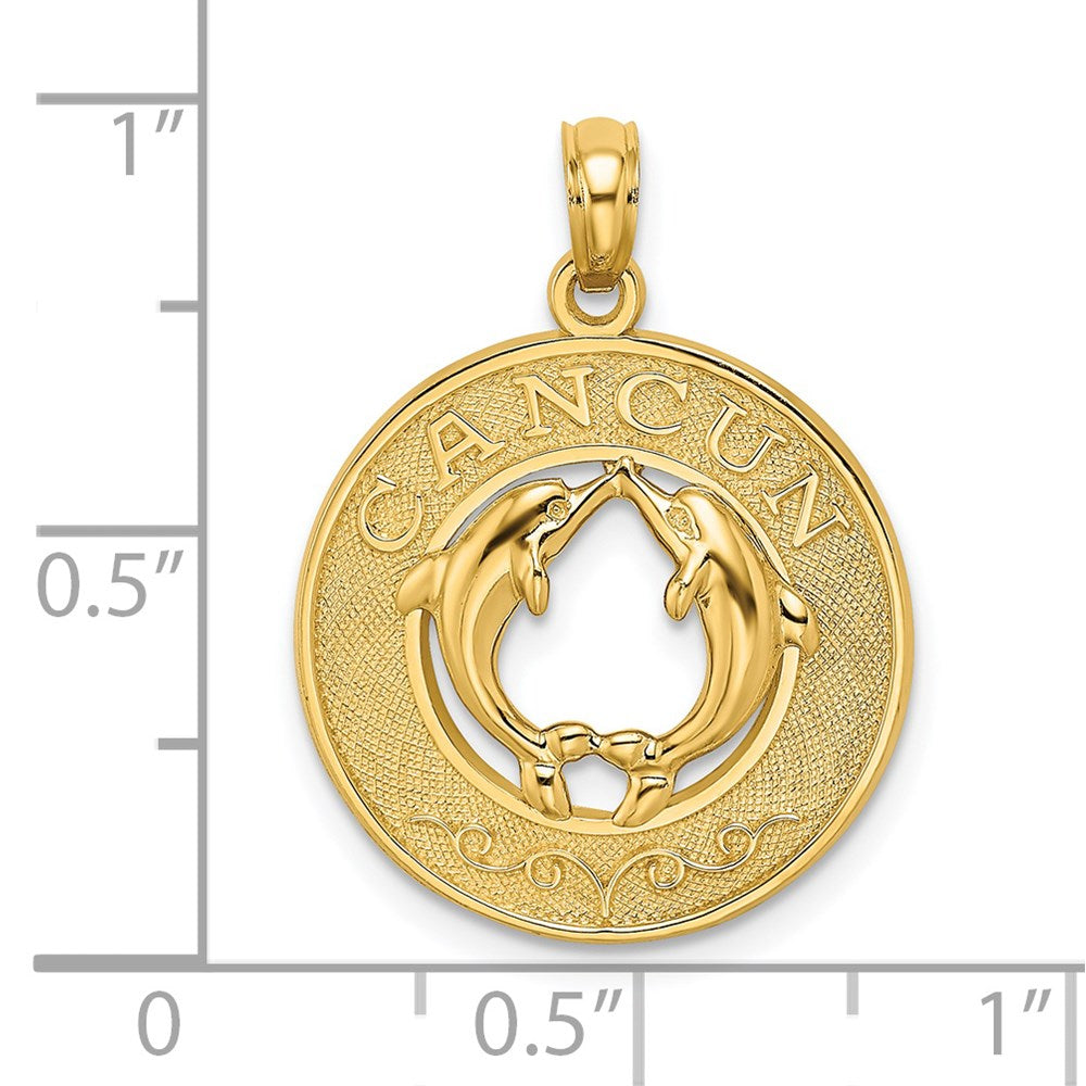 14k Yellow Gold 19 mm CANCUN w/Dolphin Circle Charm (2.11 grams)
