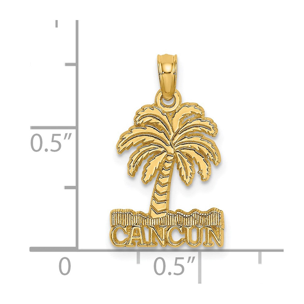 14k Yellow Gold 12.6 mm CANCUN Under Palm Tree Charm (1.26 grams)