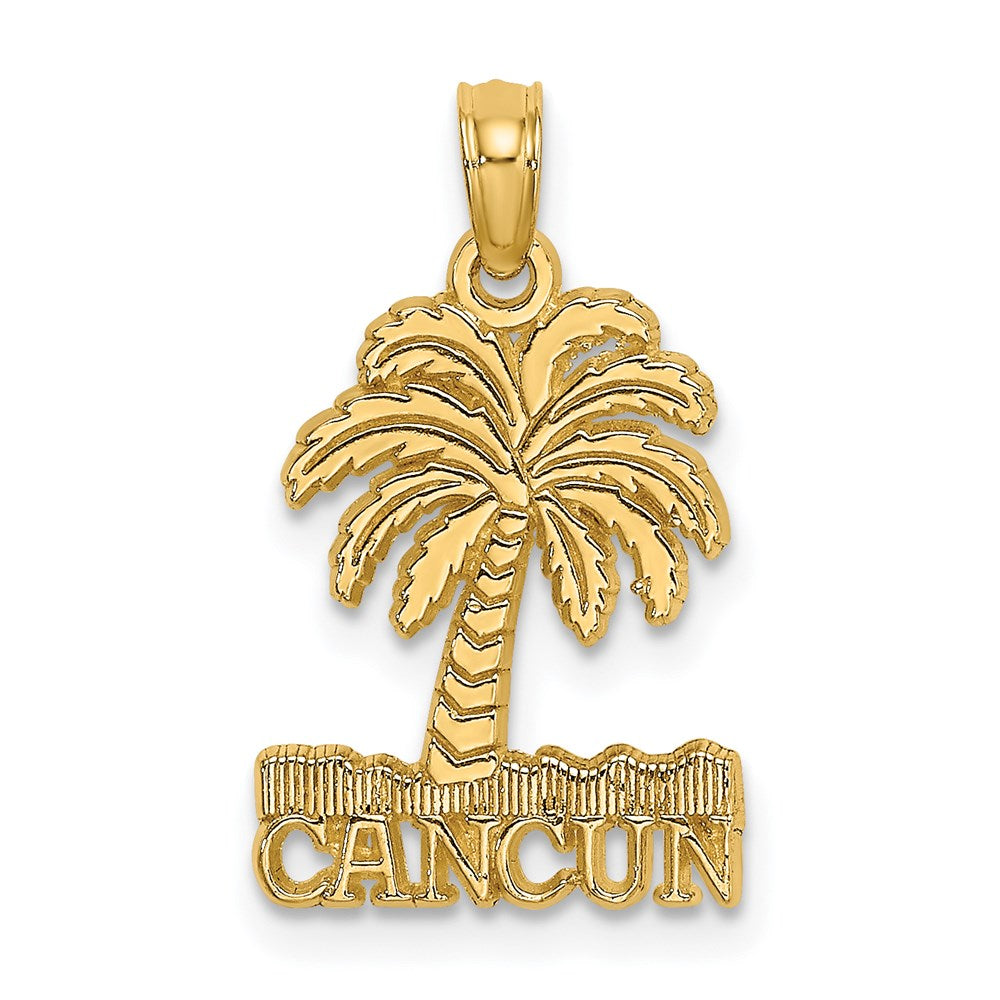 14k Yellow Gold 12.6 mm CANCUN Under Palm Tree Charm (1.26 grams)