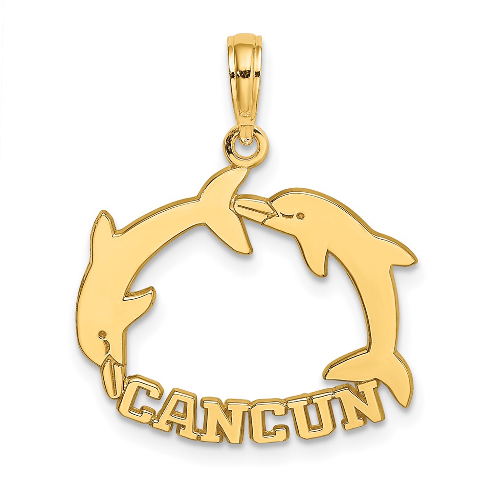 14k Yellow Gold 21 mm CANCUN w/ Double Jumping Dolphin Charm (1.02 grams)