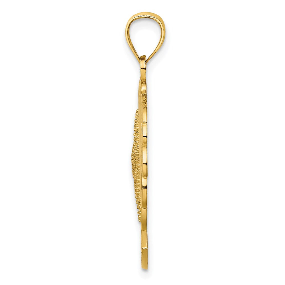 14k Yellow Gold 21.2 mm FLORIDA Starfish and Dolphin Wave Charm (3.48 grams)
