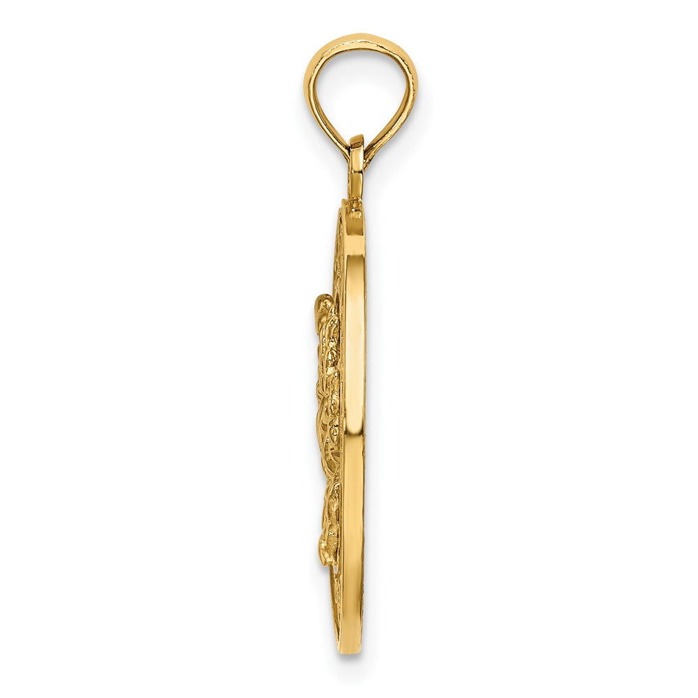 14k Yellow Gold 18.7 mm TURKS AND CAICOS Circle w/ Crab Charm (2.18 grams)