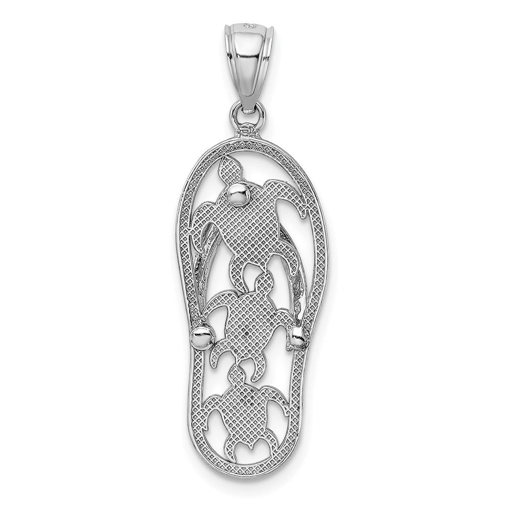 14k White Gold 11.5 mm  Triple Turtle Flip-Flop Charm (2.14 grams)