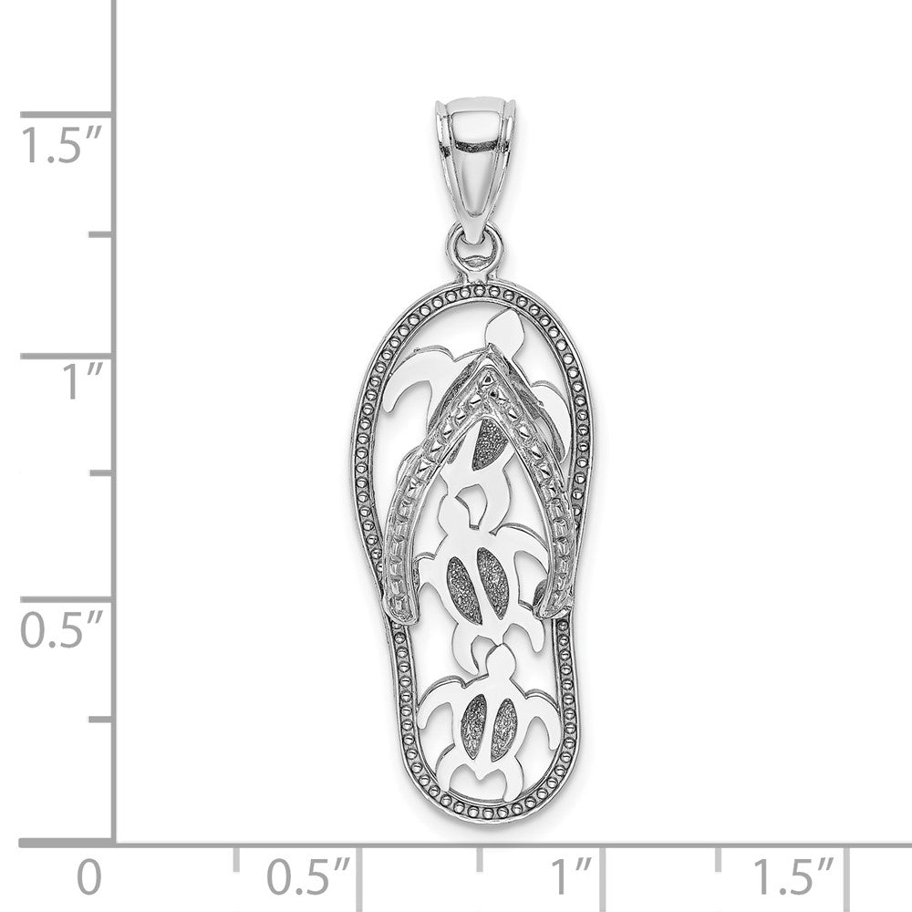 14k White Gold 11.5 mm  Triple Turtle Flip-Flop Charm (2.14 grams)