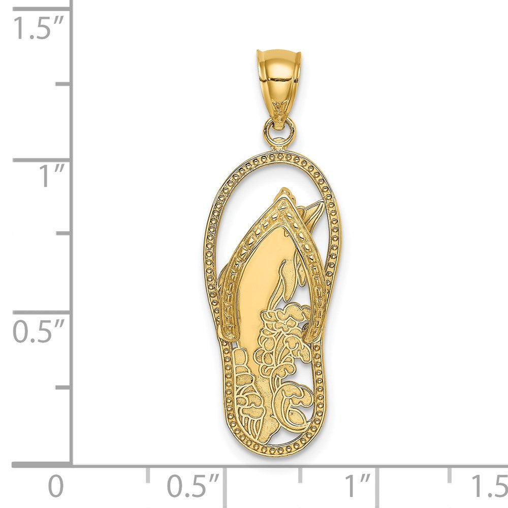 14k Yellow Gold 11.4 mm Polished Dolphin Flip-Flop Charm (1.93 grams)