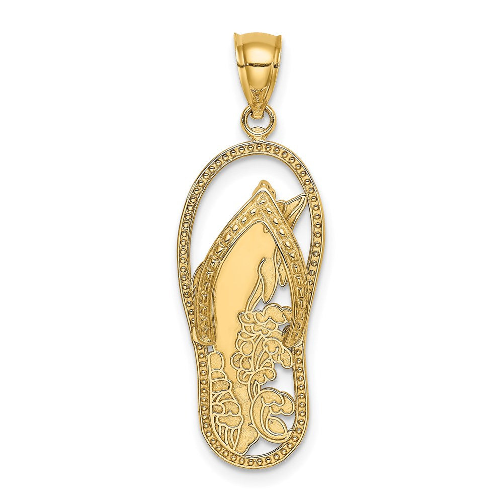 14k Yellow Gold 11.4 mm Polished Dolphin Flip-Flop Charm (1.93 grams)