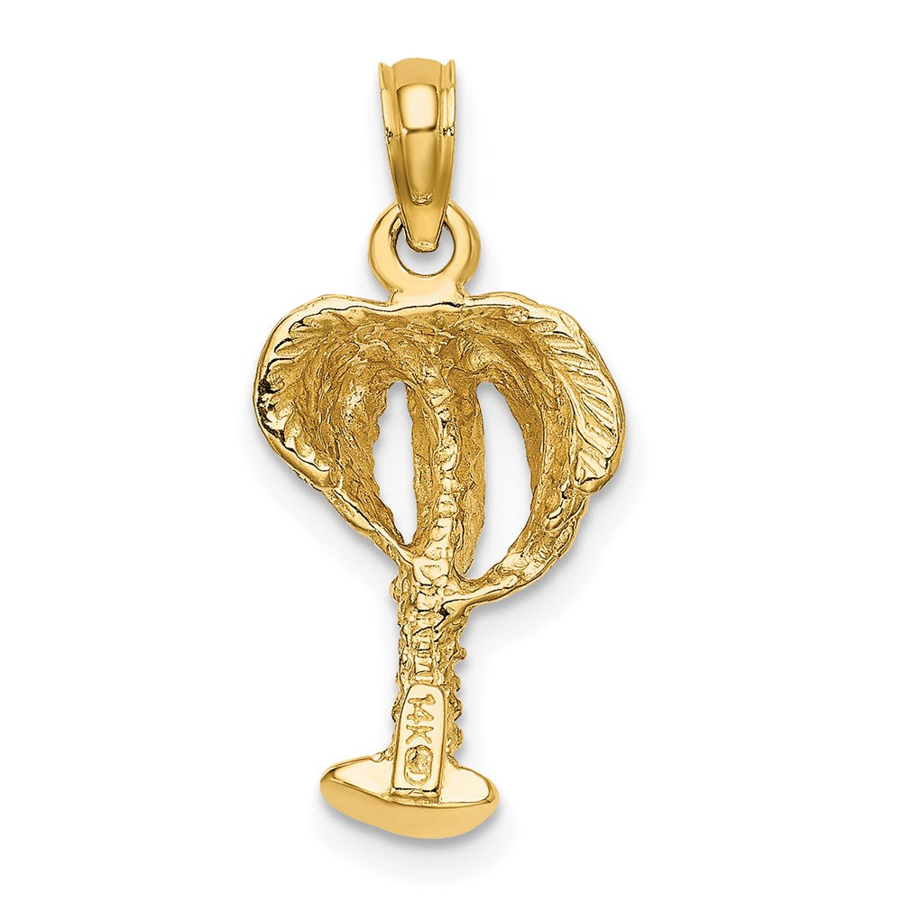 14k Yellow Gold 11.2 mm 2-D Textured Palm Tree Charm (1.51 grams)