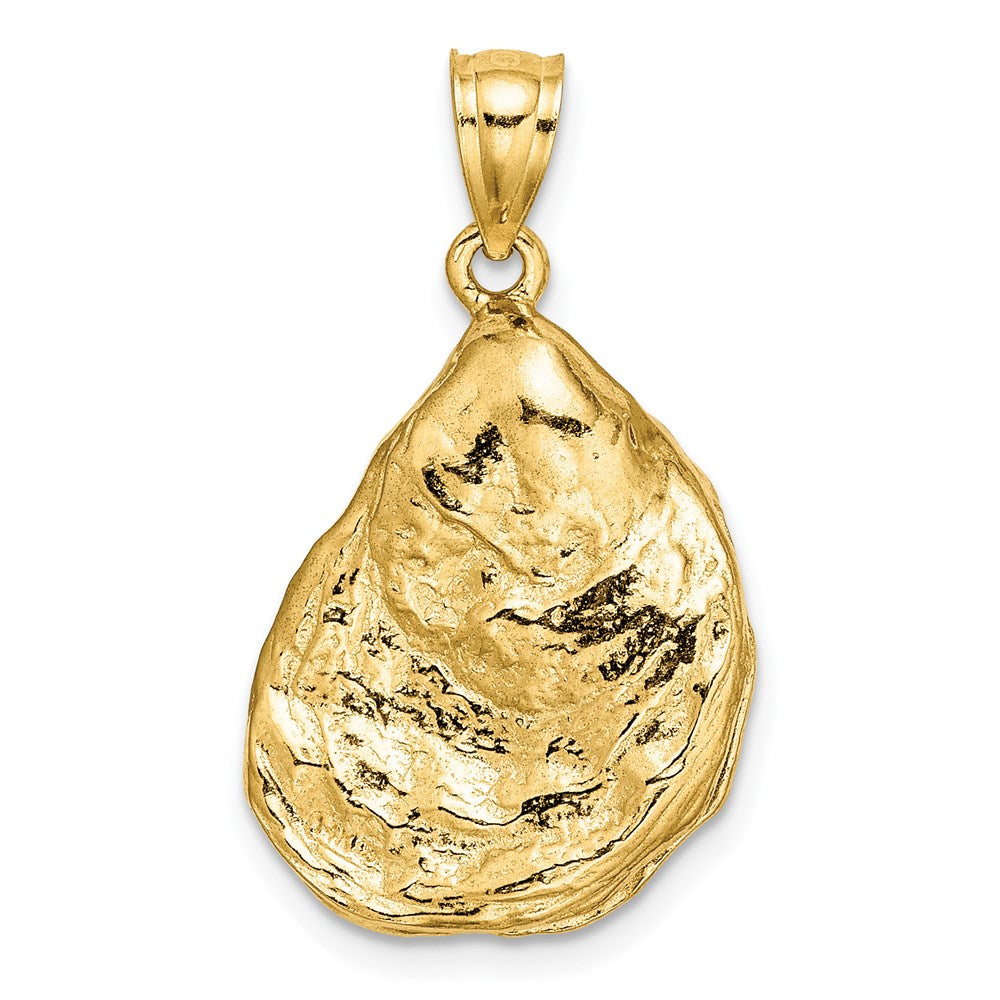 14k Yellow Gold 17.3 mm 3-D Textured Oyster Shell Charm (6.13 grams)