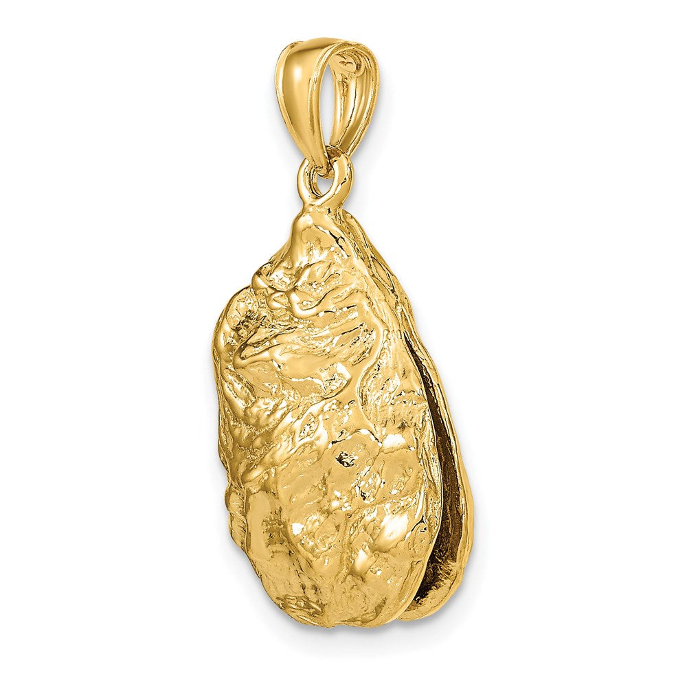 14k Yellow Gold 17.3 mm 3-D Textured Oyster Shell Charm (6.13 grams)