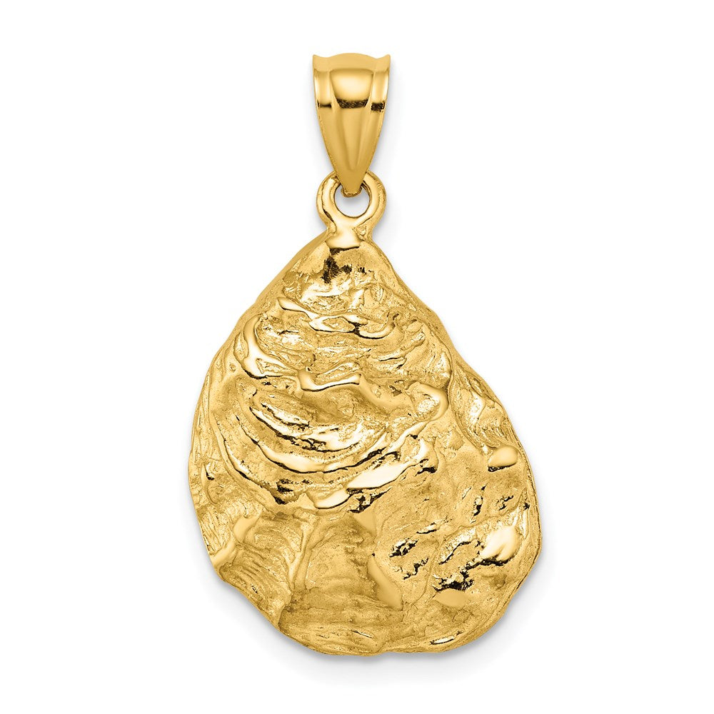 14k Yellow Gold 17.3 mm 3-D Textured Oyster Shell Charm (6.13 grams)