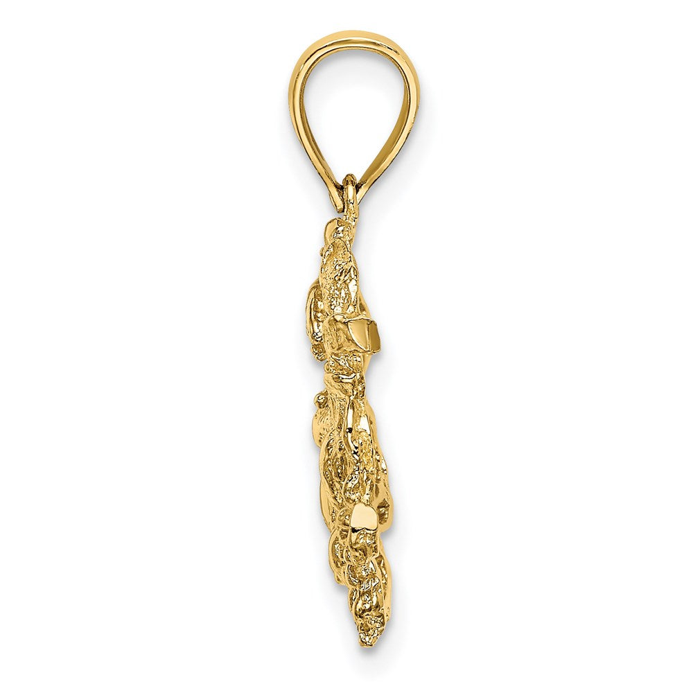 14k Yellow Gold 17 mm Textured Crab Charm (1.8 grams)