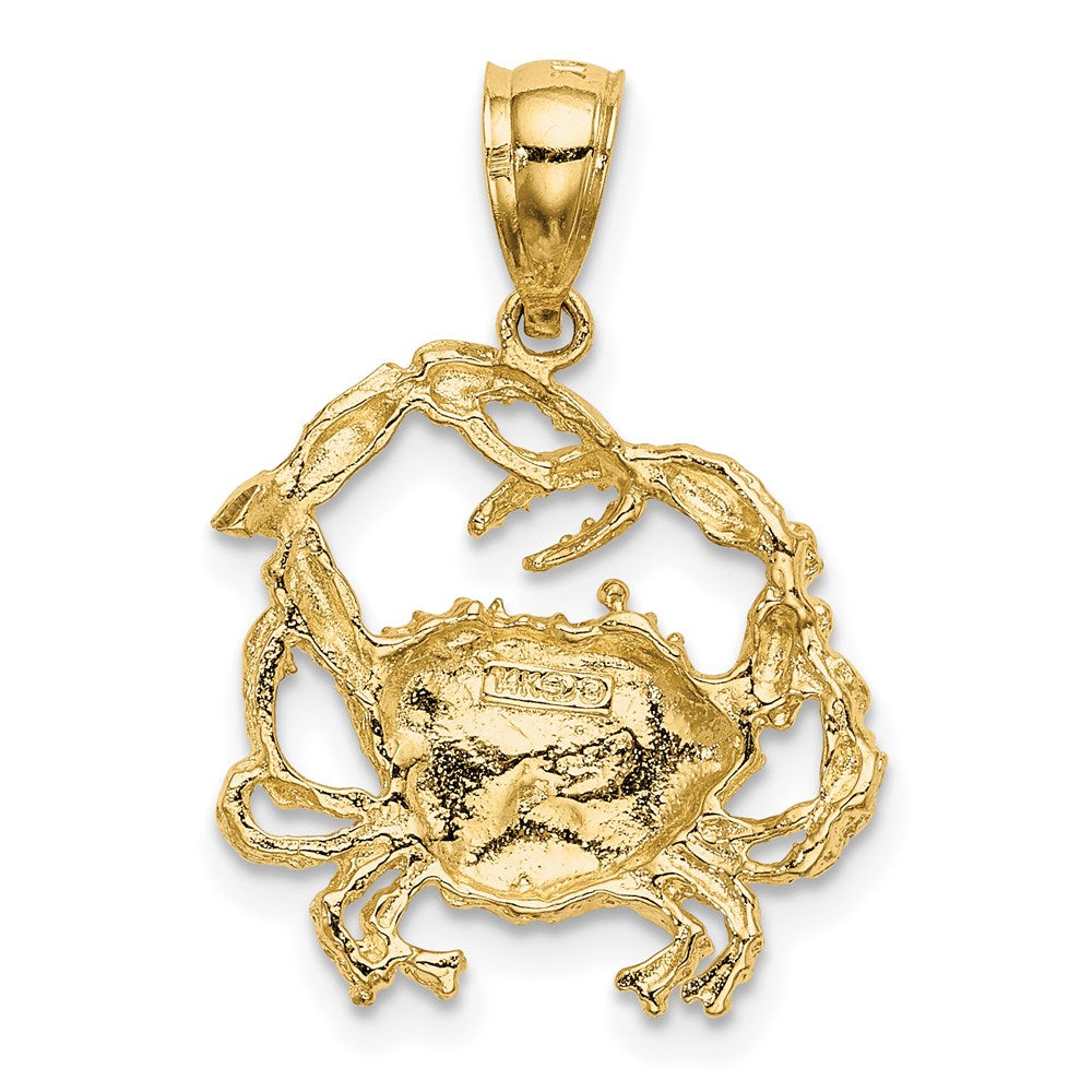 14k Yellow Gold 17 mm Textured Crab Charm (1.8 grams)