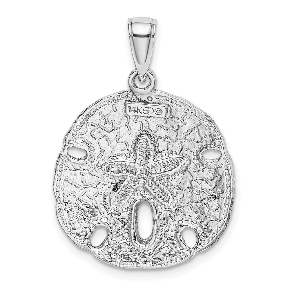 14k White Gold 20.55 mm  Polished Sand Dollar Charm (3.33 grams)