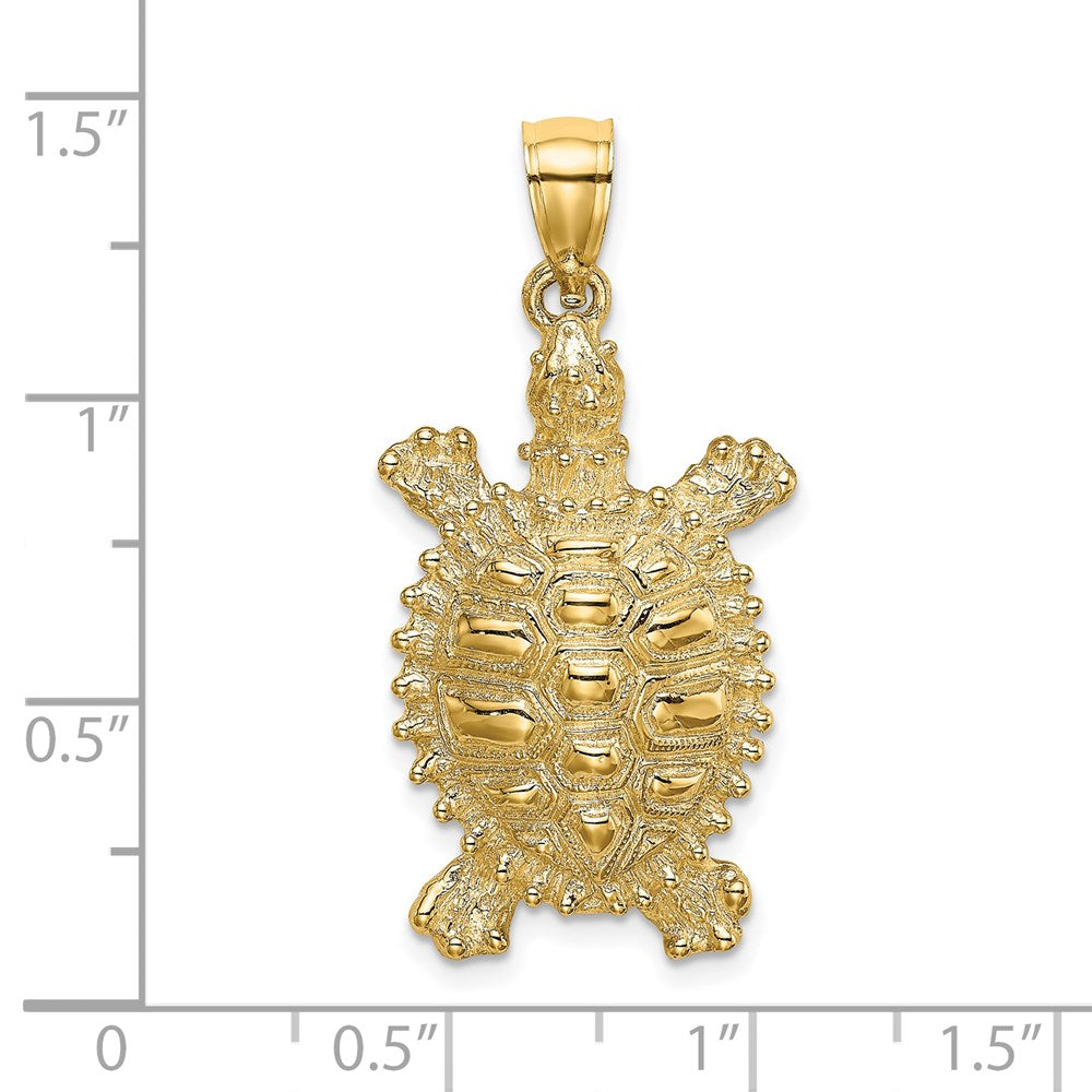 14k Yellow Gold 16.18 mm Land Turtle Charm (3.64 grams)