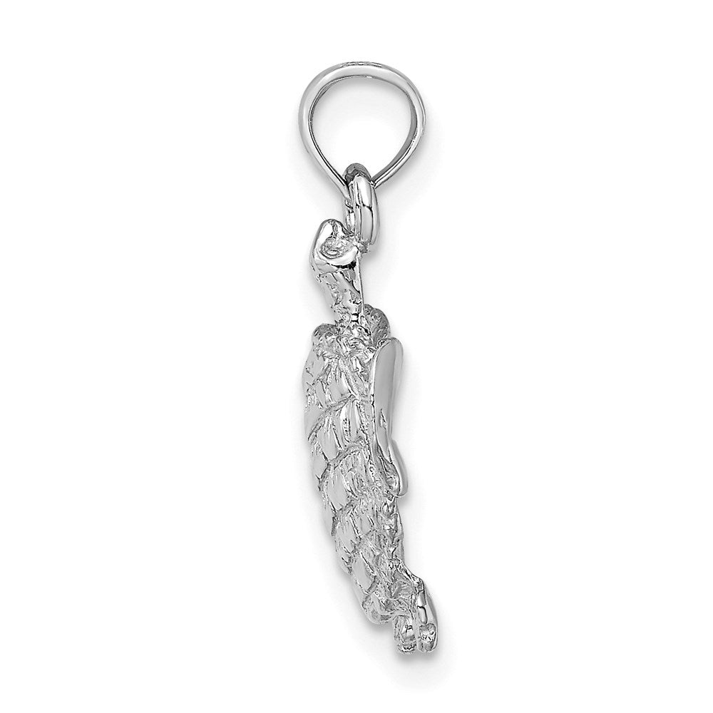 14k White Gold 11.65 mm  Textured Sea Turtle Charm (1.34 grams)