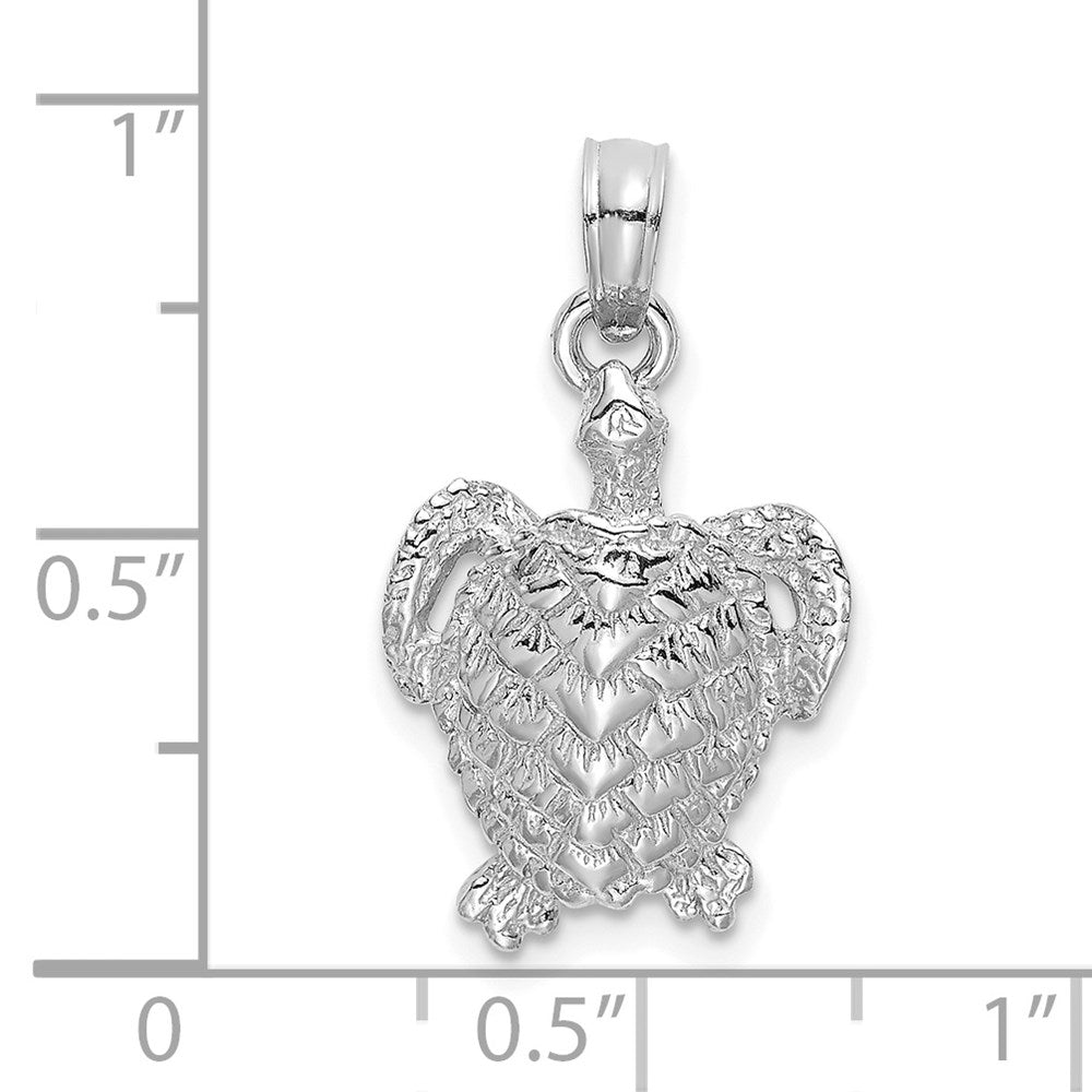 14k White Gold 11.65 mm  Textured Sea Turtle Charm (1.34 grams)