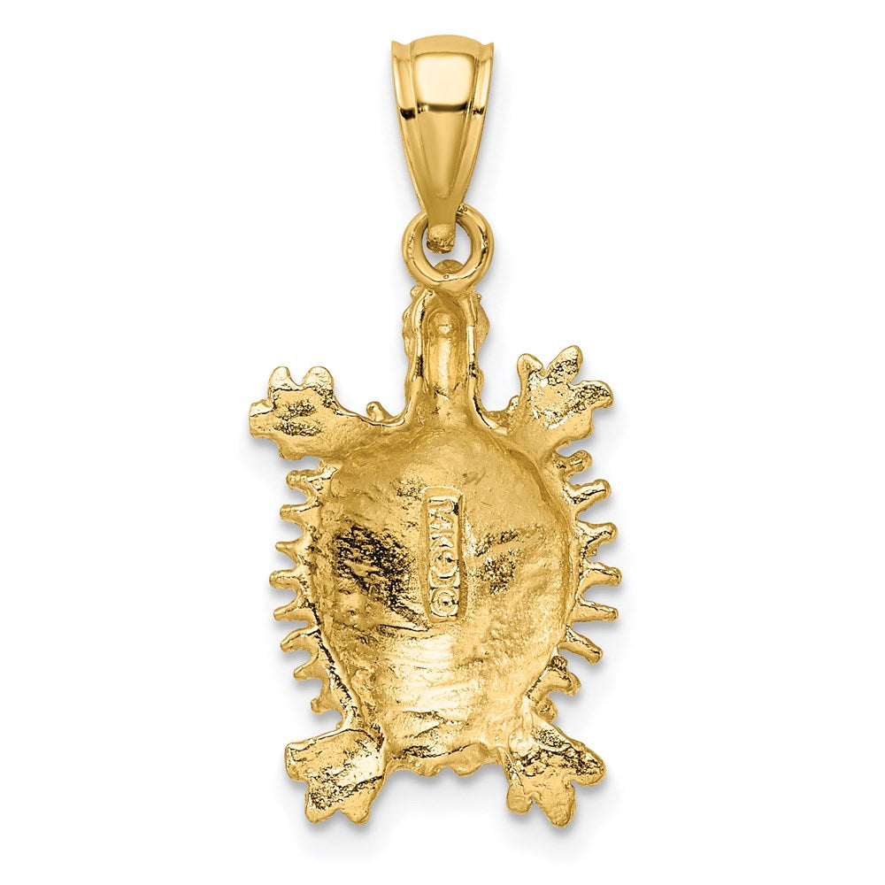 14k Yellow Gold 12.5 mm Land Turtle Charm (2.08 grams)