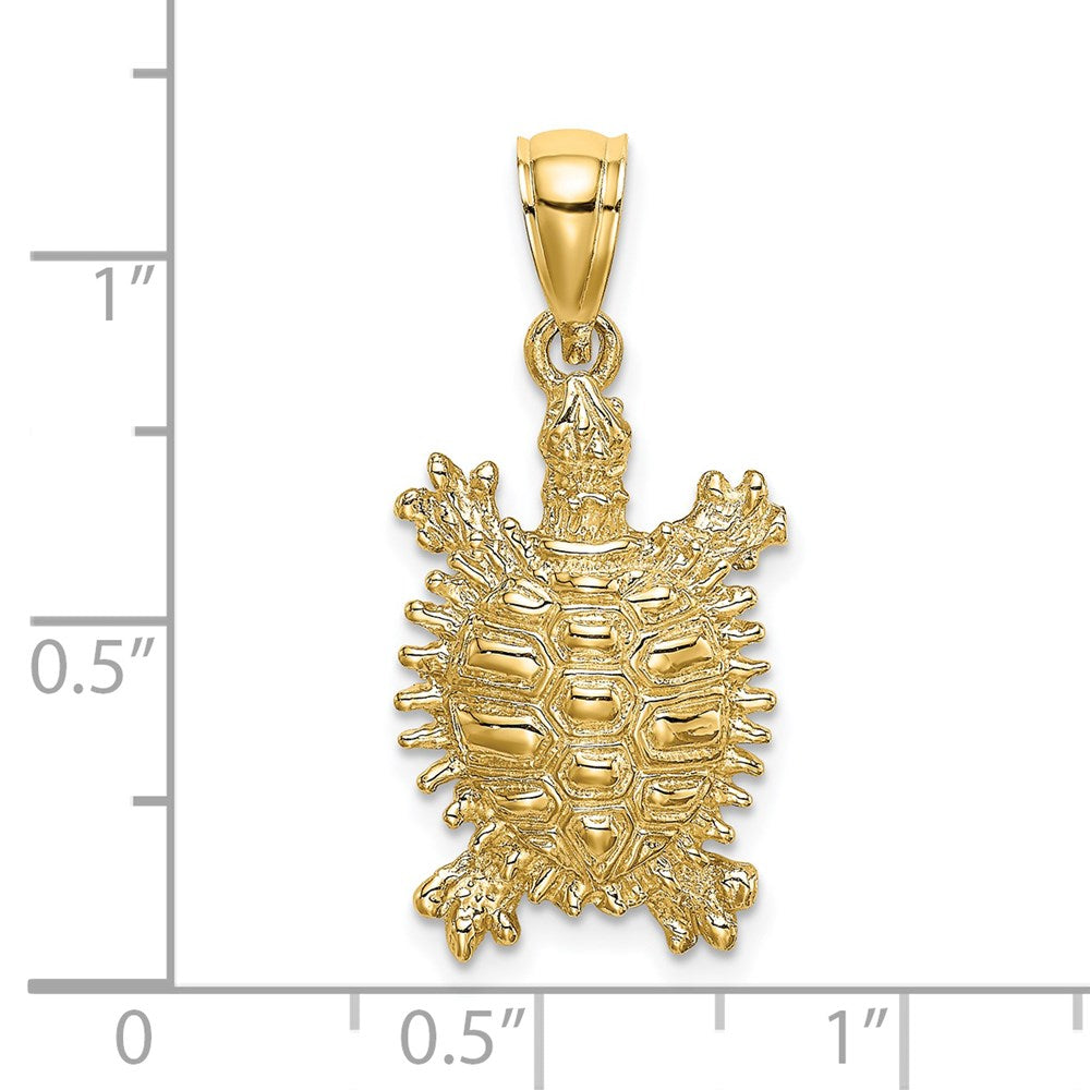 14k Yellow Gold 12.5 mm Land Turtle Charm (2.08 grams)