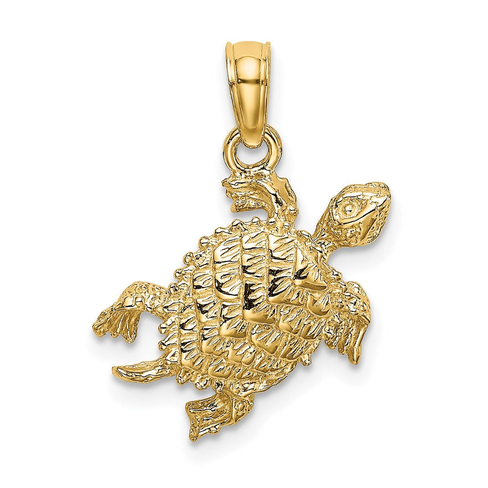 14k Yellow Gold 15.7 mm Sea Turtle with Tail Charm (1.35 grams)