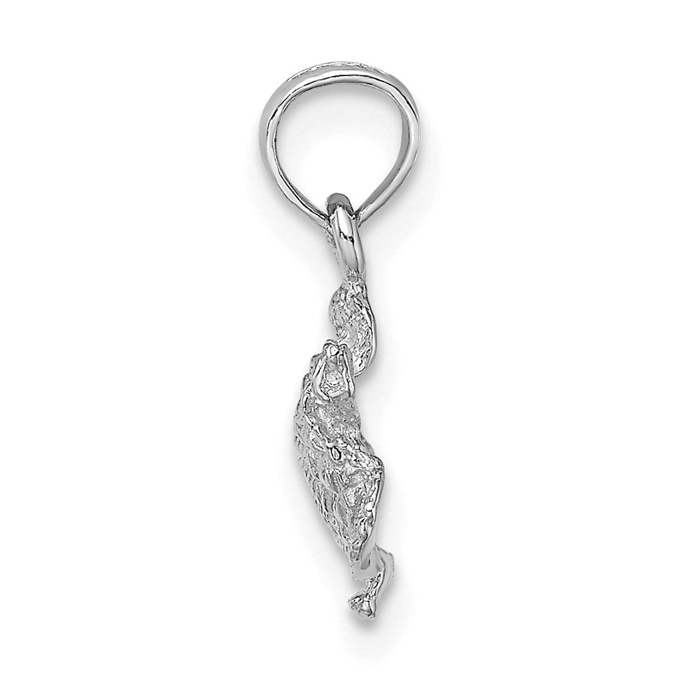 14k White Gold 11.85 mm  Textured Sea Turtle Charm (0.71 grams)